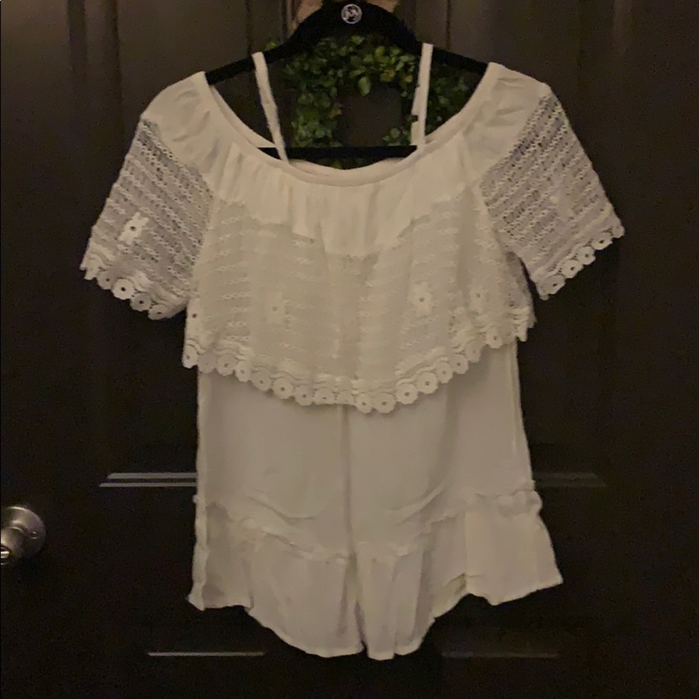 Off white off shoulder lace top